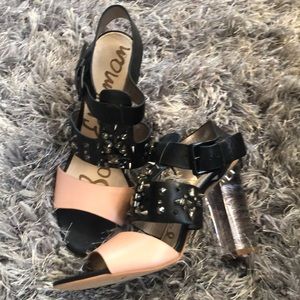Sam Edelman studded lucite heels